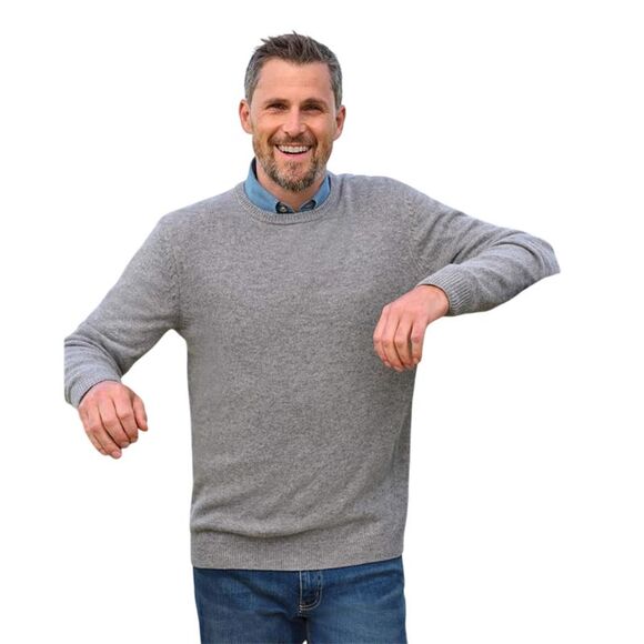 WoolOvers Mens Lambswool Crew Neck Sweater / Grey Marl